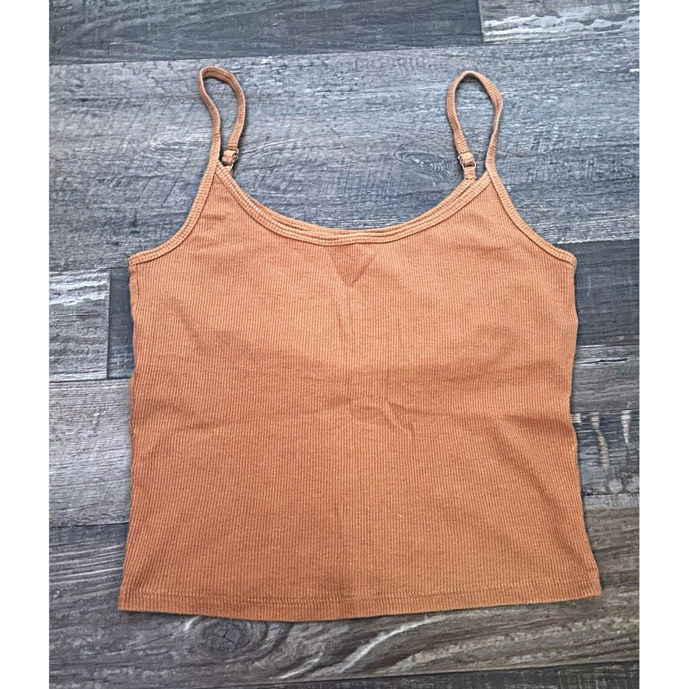 Hollister Women's Brown Solid Cotton Knit Stretch Camisole Tank Top Size S